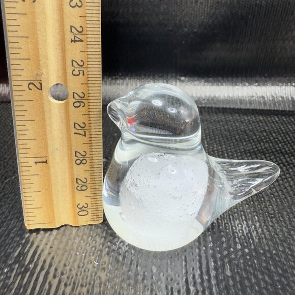 Hand Blown Small Bird Figurine Clear White Center With Bubbles Glass Figure VTG - Picture 2 of 10